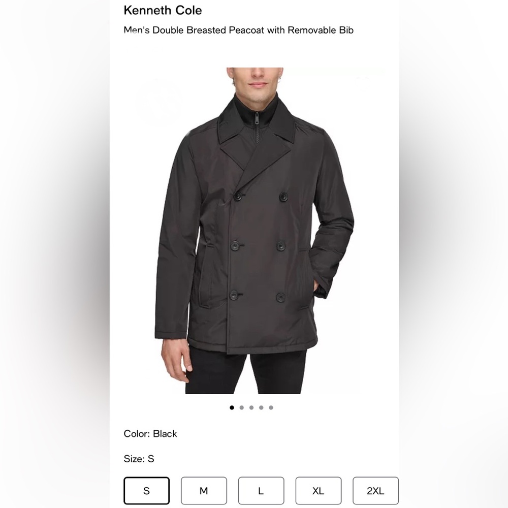 Kenneth Cole
Men's Double Breasted Peacoat with Removable Bib